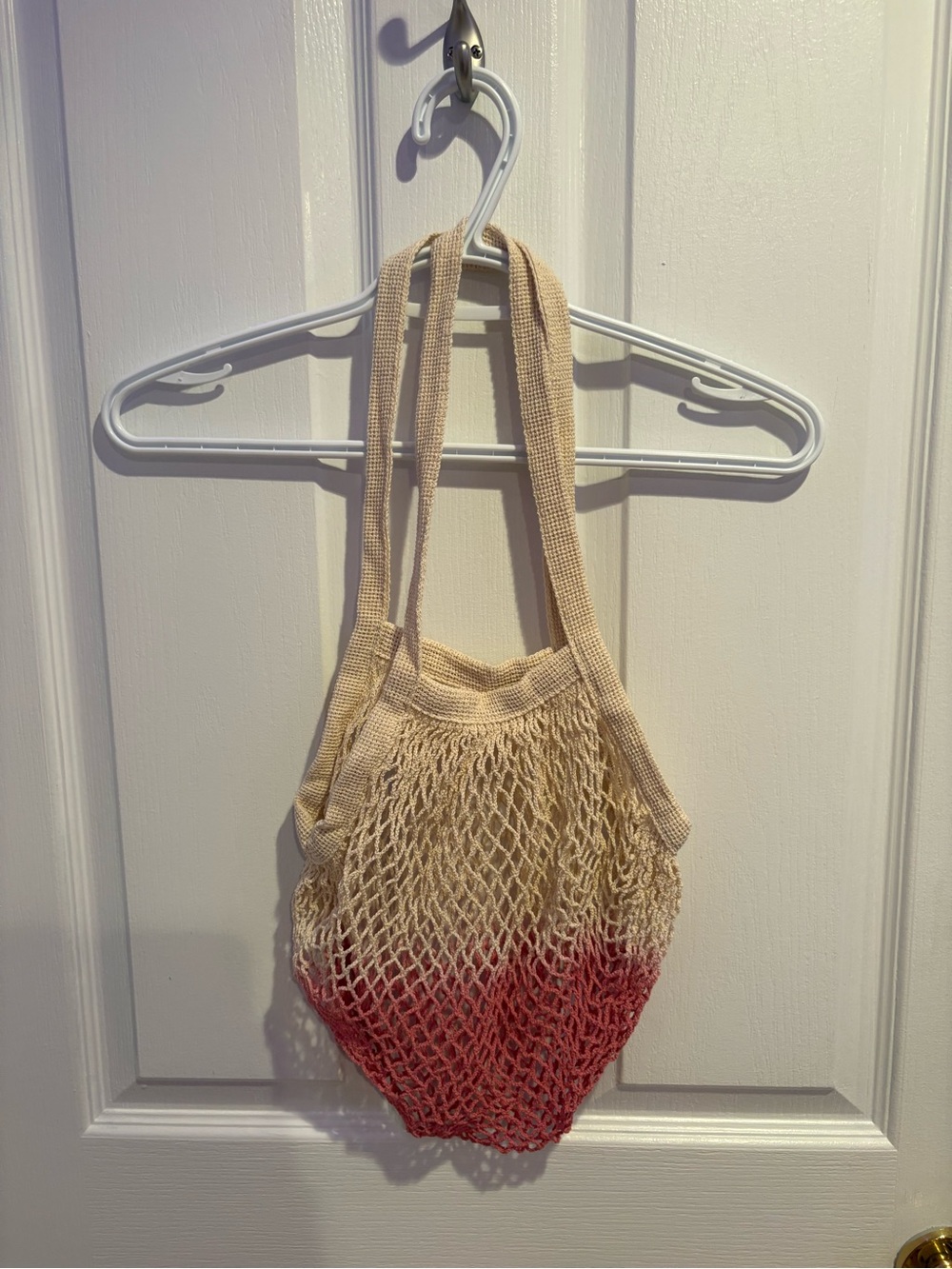 Canvas Net Tote Bag with Pink Dip-Dye